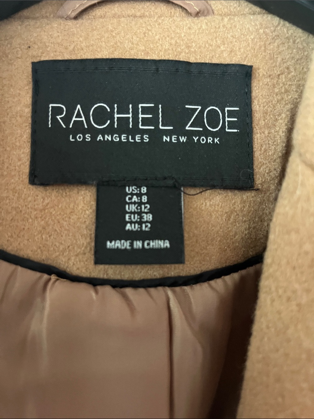 Rachel Zoe Camel Wool Blend Single-Breasted Long Coat - Picture 2 of 6